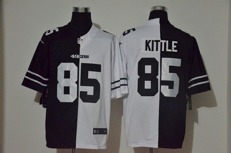 Men San Francisco 49ers #85 Kittle Black white Half version 2020 Nike NFL Jerseys